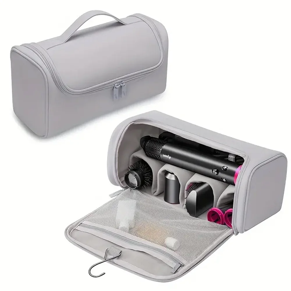 

Dyson Hair Dryer Case PU Leather Storage Bag Waterproof Shockproof Organizer for Blow Dryer Hanging Hook Curling Iron Dryer Bag