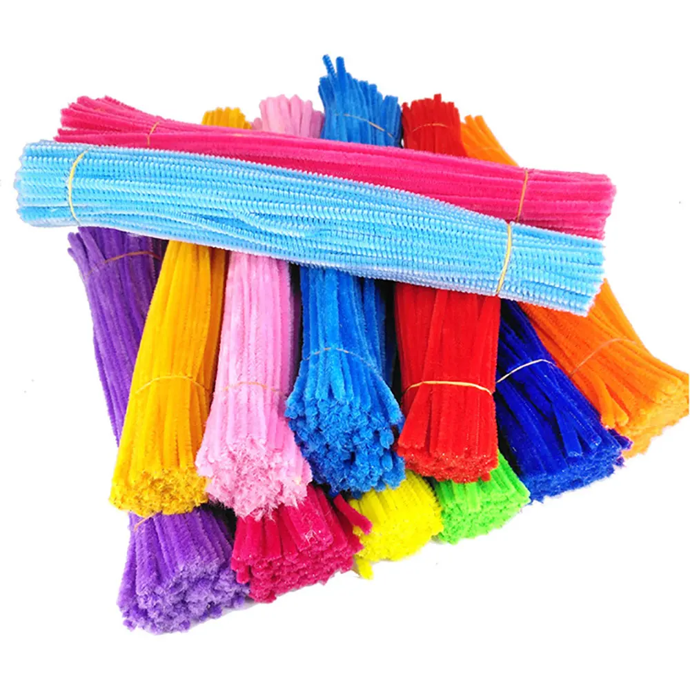 For Fun 100pcs Chenille Stem Pipe Kids DIY Creative Toy Colorful Twist Stick Cleaners Educational Handmade Material Plush Strips