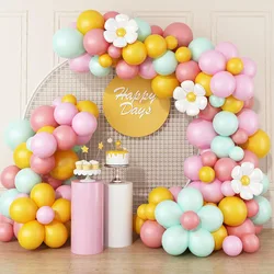 Daisy Balloon Garland Arch Set, Retro Yellow Pink Green Hippie Bohemian Balloon Garland Daisy Flower Balloon Birthday Shower Bride Wedding Fashionable Daisy Party Decoration