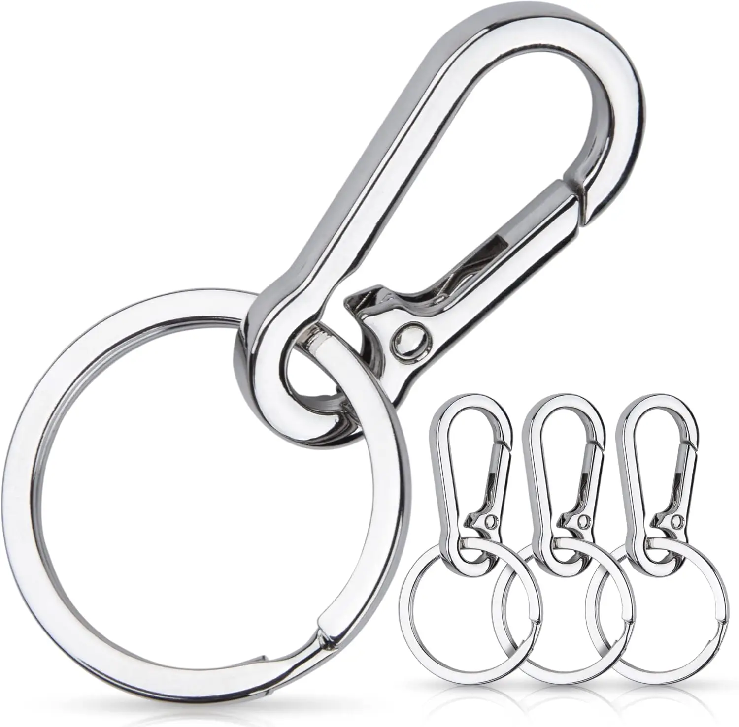 

4 pcs Multipurpose Keychain Clip - Secure Zinc Carabiner with Steel Keyring for Easy Accto Your House and Car Keys