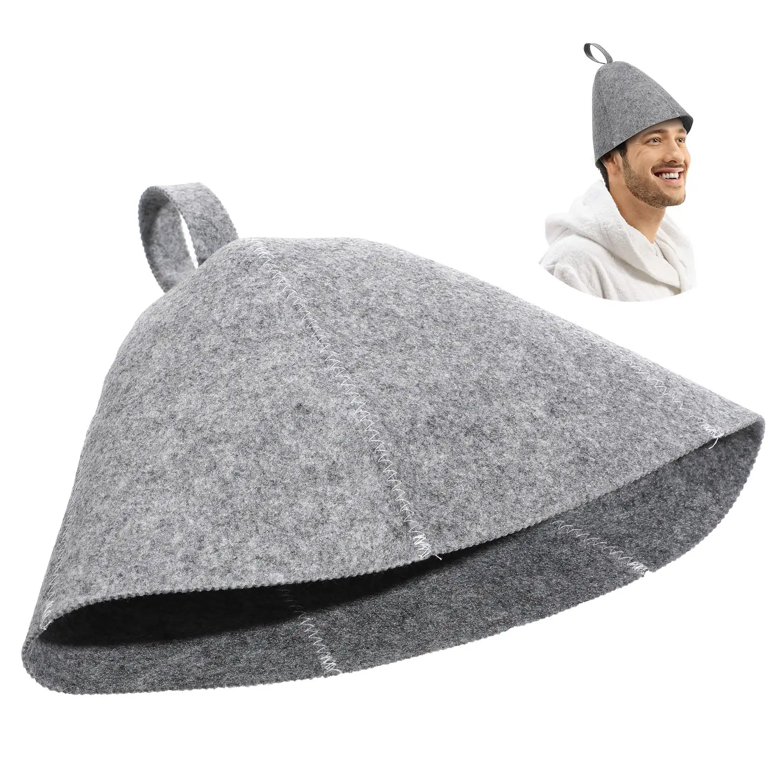 Felt Sauna Shower Caps Large for Women Men Bathing Spa Cap Heat Resistant Portable Sauna Hat Thick Comfortable