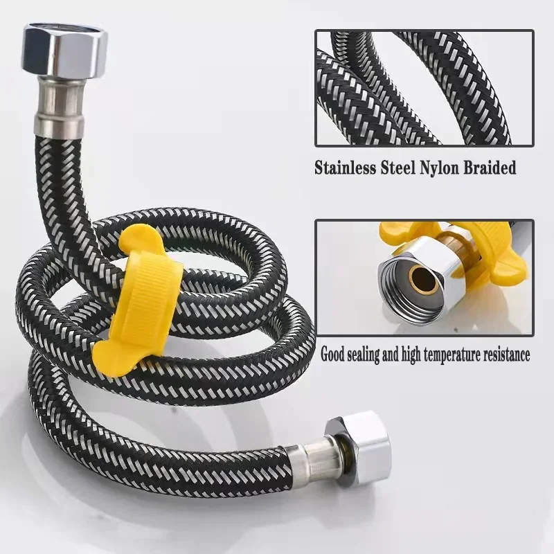 

20/40/60//150/200cm G1/2 Inch Plumbing Explosion-Proof Flexible Stainless Steel Nylon Braided Hose Bathroom Plumbing Hoses
