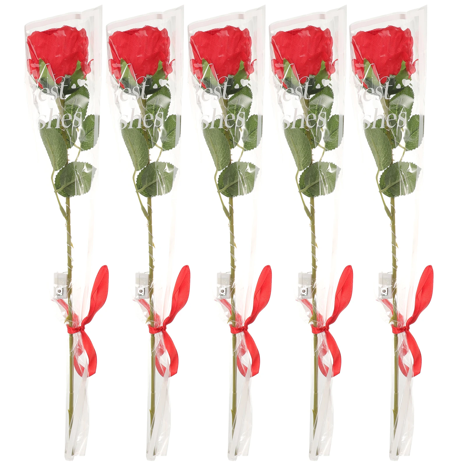 

Valentines Day Fake Rose Glowing Artificial Roses Flower Fairy Red Bouquet Mother