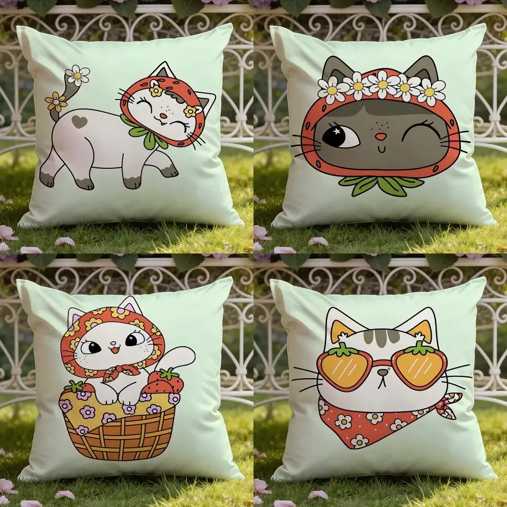 Bandana Cat Cushion Cover Home & Car Dual-Scene Pillow Cover: Reversible for Premium Comfort