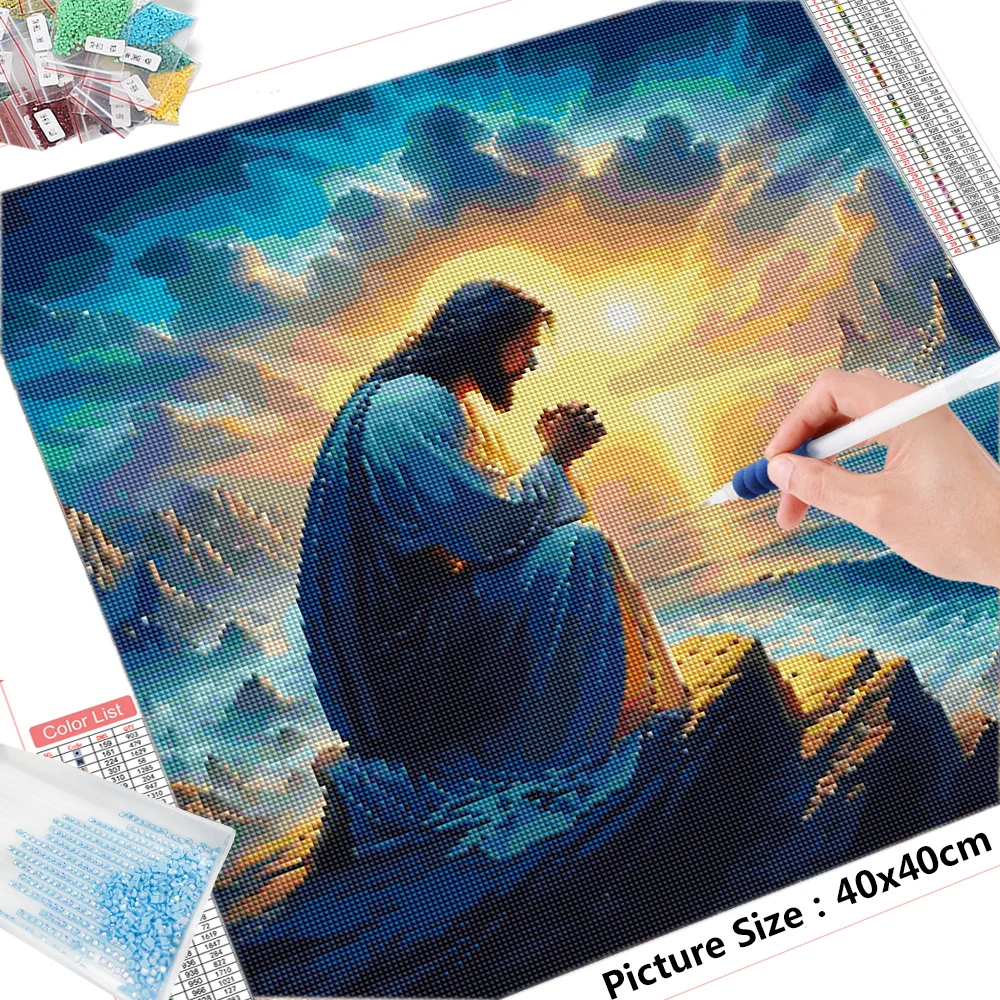HUACAN Diamond Painting New Portrait Full Square Round Mosaic Religion Picture Rhinestones Embroidery 5D DIY Decoration Wall