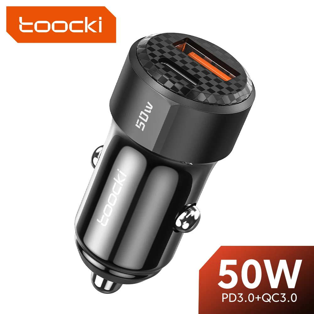 Toocki 50W USB C Car Charger Type C PD20W QC3.0 Car Phone Charger Fast Charging For iPhone Samsung Xiaomi Huawei