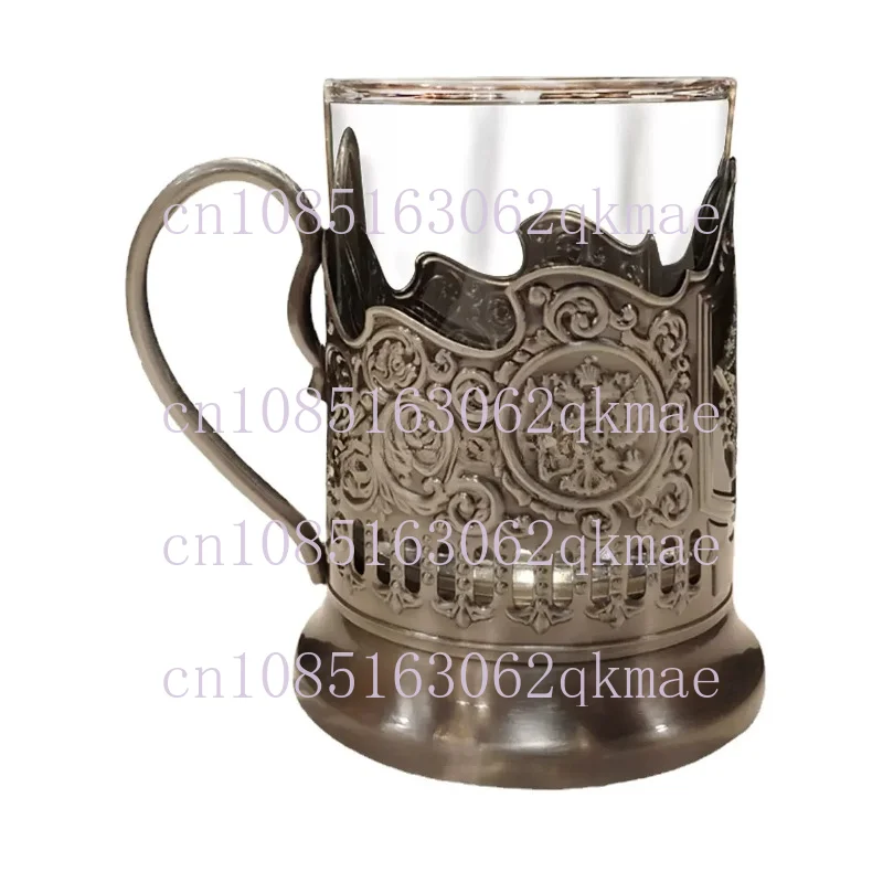 

Drinking hot tea glass metal cup holder folk crafts Sell Custom logo old-fashioned podstakannik russian