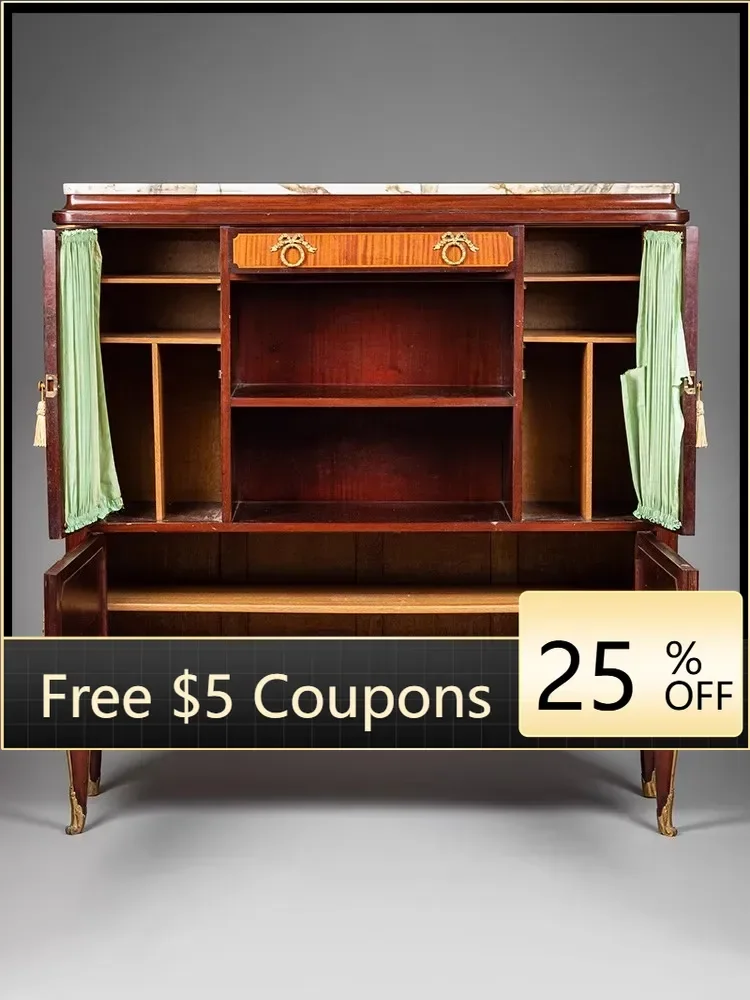 

z7 copper gilt fine wood inlaid side cabinet marble side cabinet antique furniture decorative cabinet