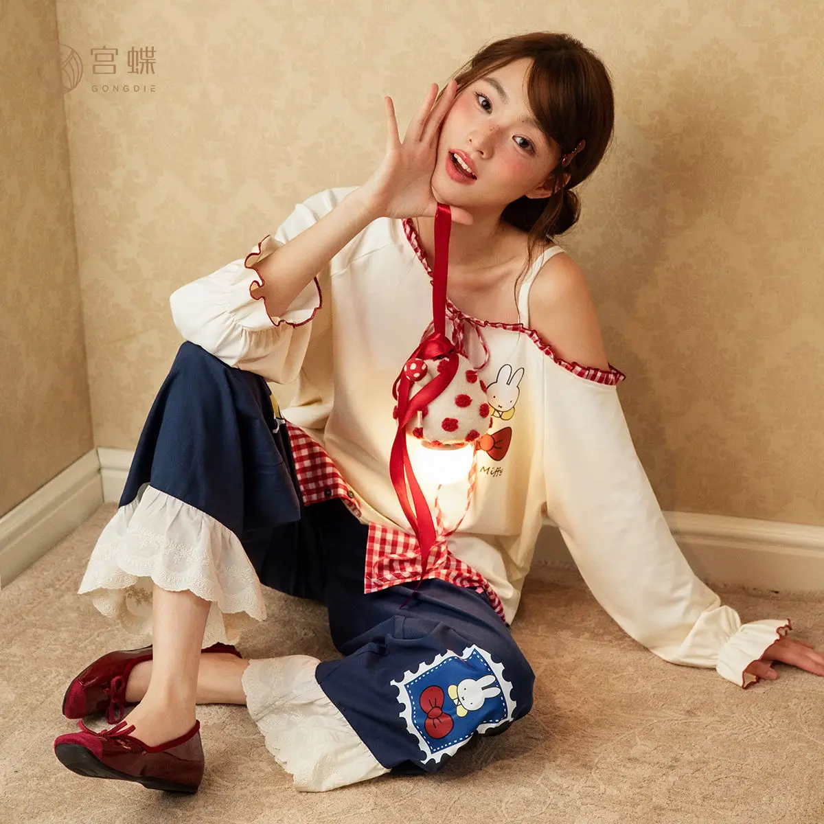 

Miffy Pure Cotton Sleepwear Women's Spring and Autumn Style Long Sleeved Sweet and Cute Cartoon Set Home Clothes