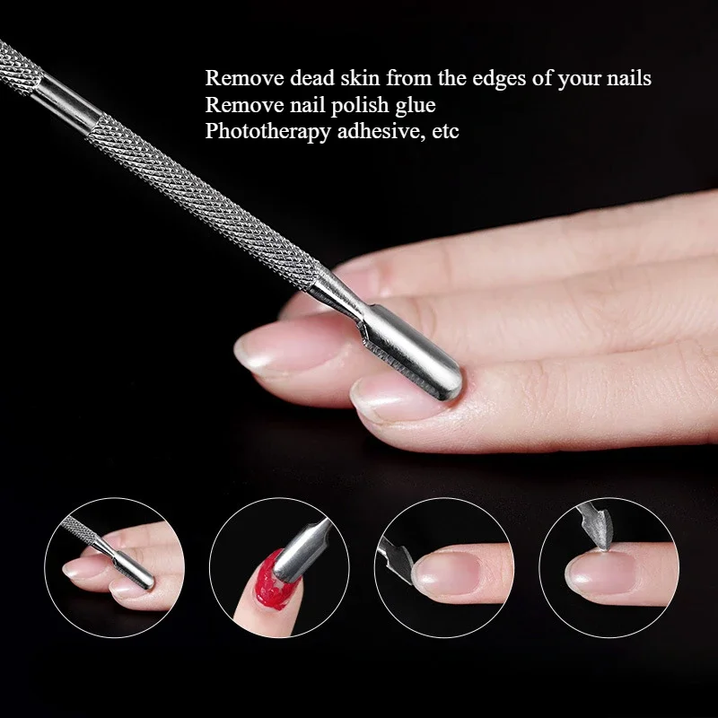 1pc Stainless Steel Cuticle Remover Double Sided Finger Dead Skin Push Nail Cuticle Pusher Manicure Nail Care Tool