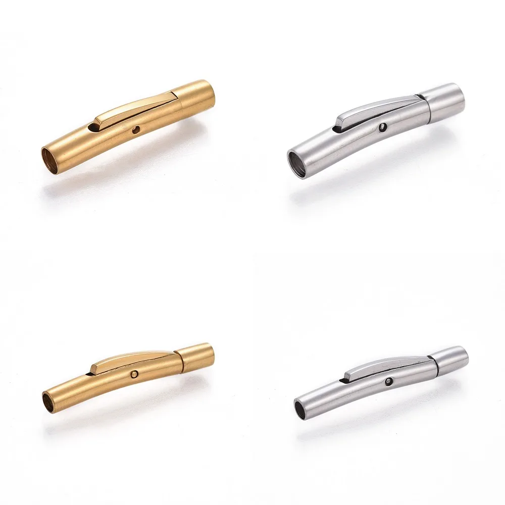 

10 Sets Bayonet Clasps 304 Stainless Steel Tube Push Button Clasps for DIY Bracelet Necklace Jewelry Making Accessories