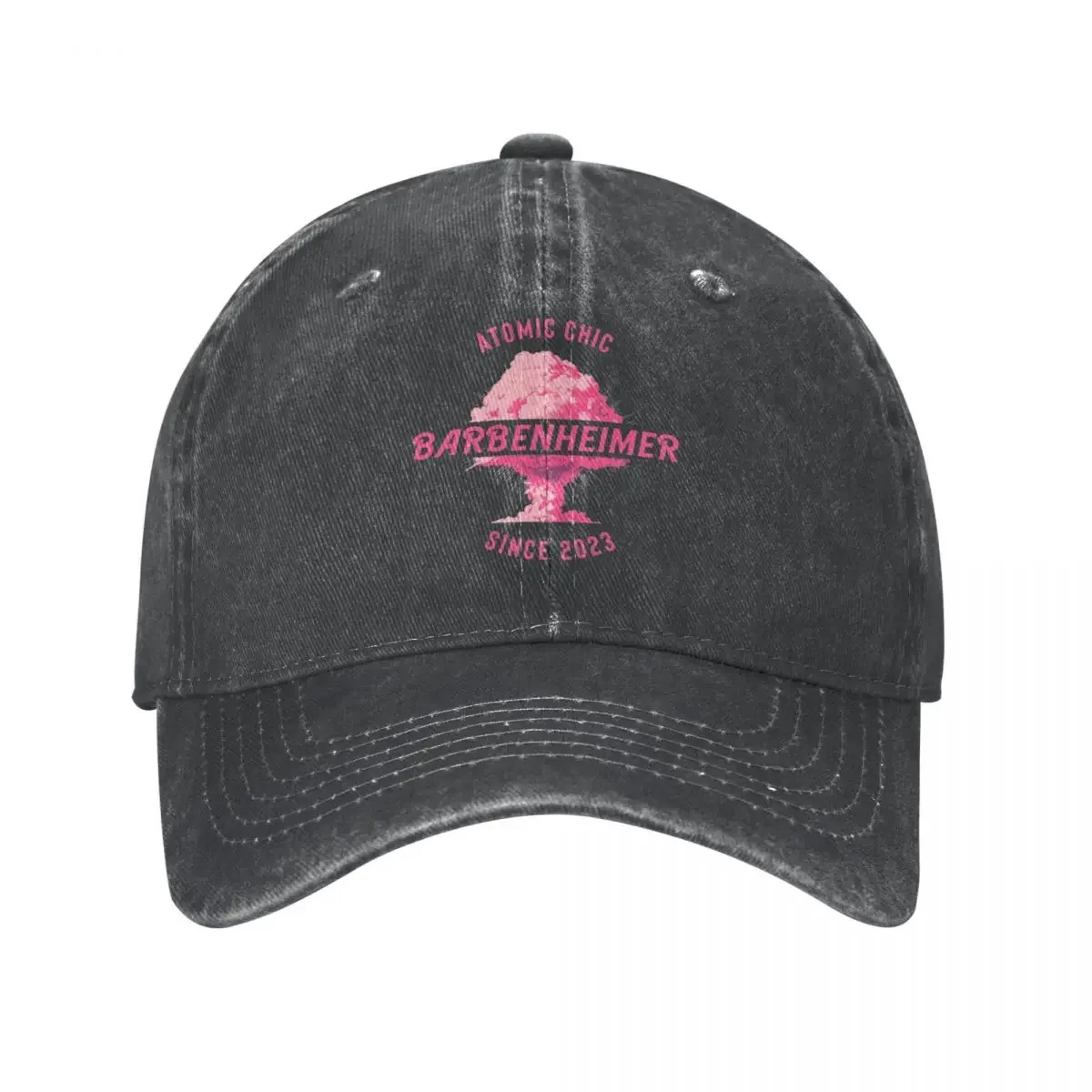 Barbenheimer Pink Mushroom Cloud Baseball Cap Outfit Retro Distressed Denim Washed 2023 Film Headwear for Men Women Workout Gift