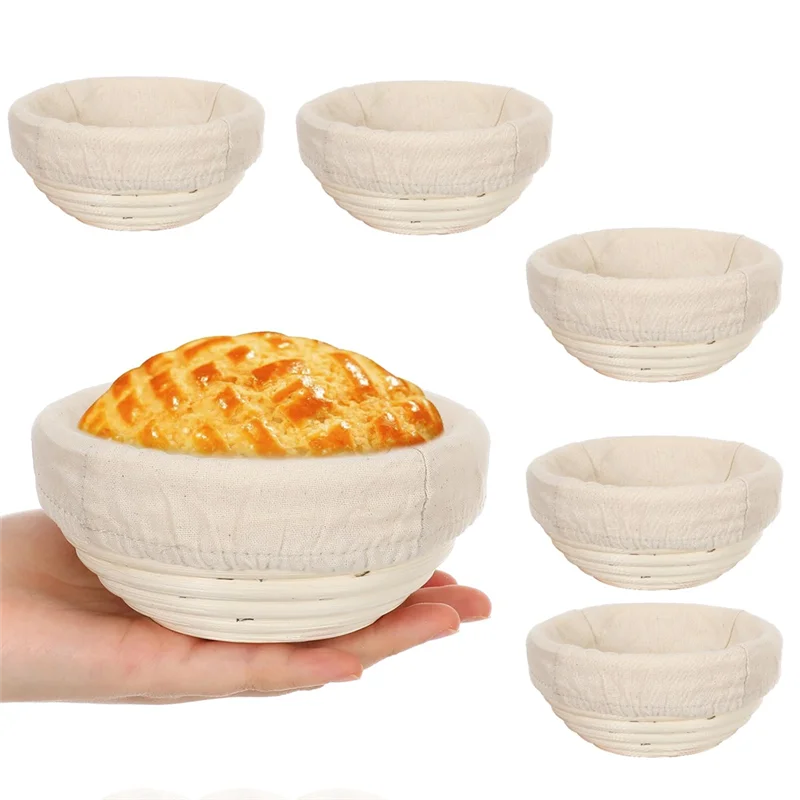 

5Inch Banneton Bread Proofing Basket Round Dough Sourdough Proofing Basket Dough Proofing Bowls With Removable Liner-AC08