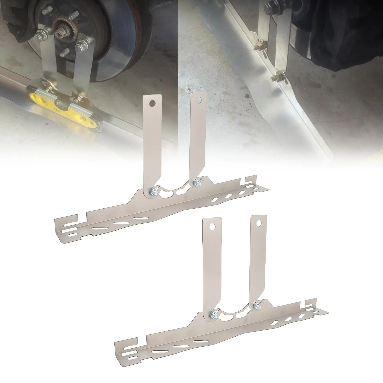 Automotive Toe Alignment Tool  Hole Wheel Alignment Tool Plate Convenient Hanging Design Silver Color 2 Sets for UTVs