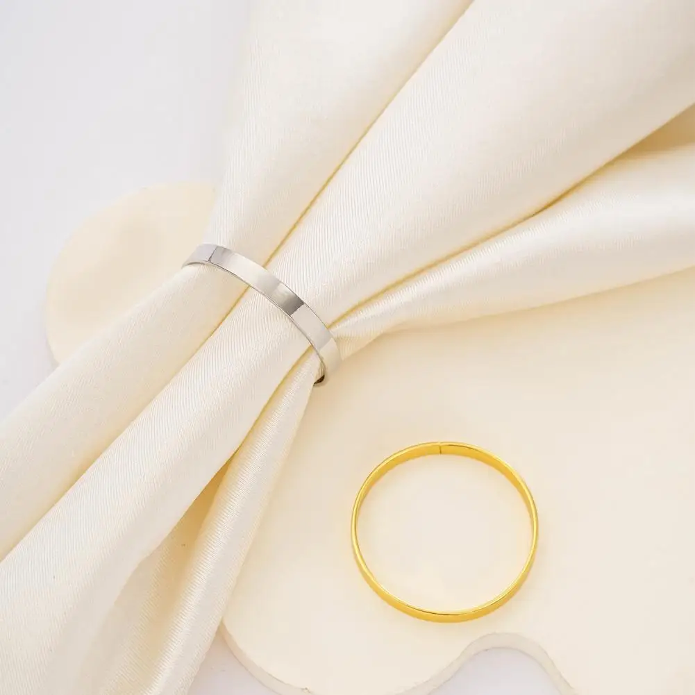 Versatile Napkin Ring Set 12pcs Golden Napkin Rings Set Metal Circle Design Holders Elegant Table Decoration for Family Dinner