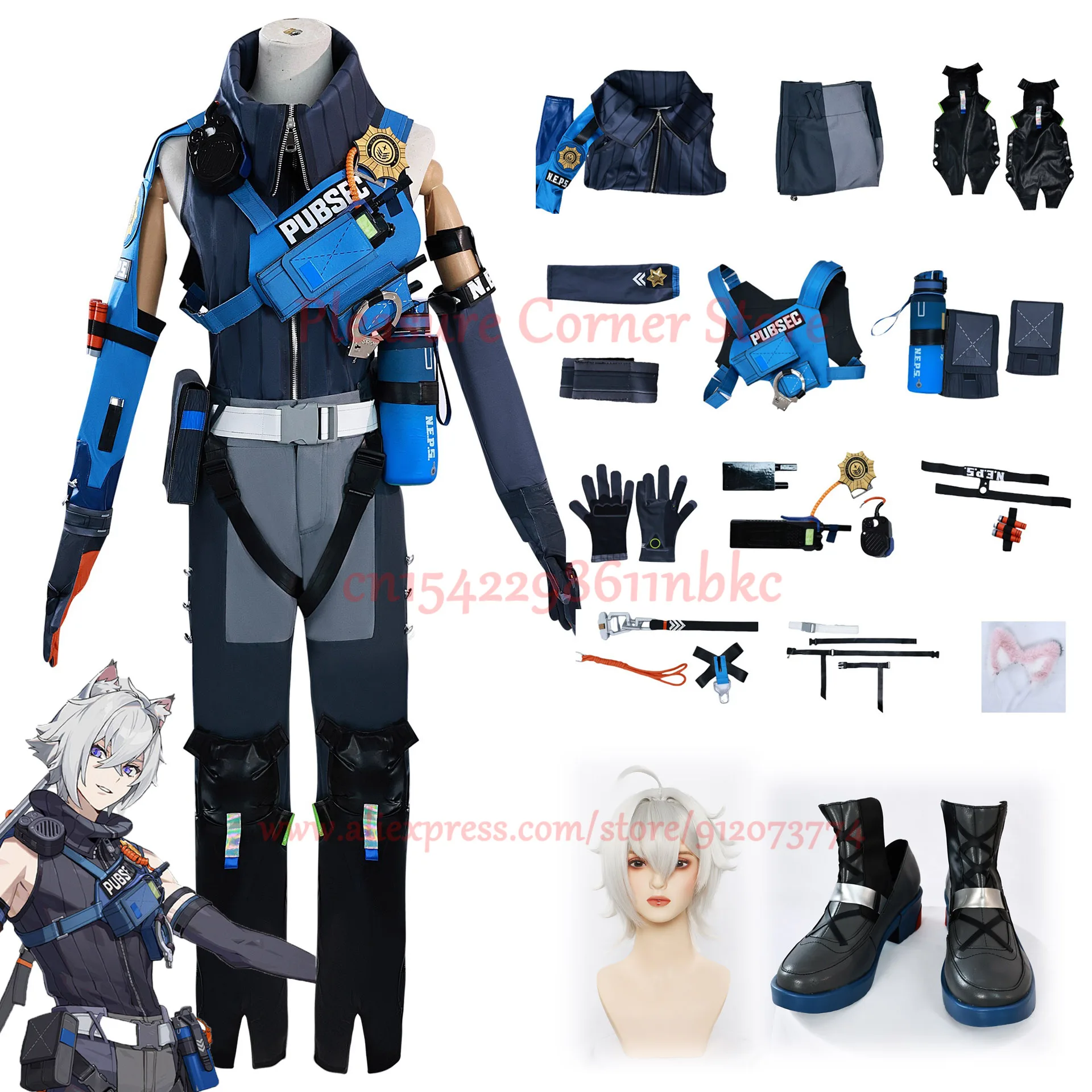 In Stock Seth Lowel Cosplay Costume ZZZ Zenless Zone Zero Seth Lowell Full Set Suits Wig Shoes Props Halloween Xmas Role Playing