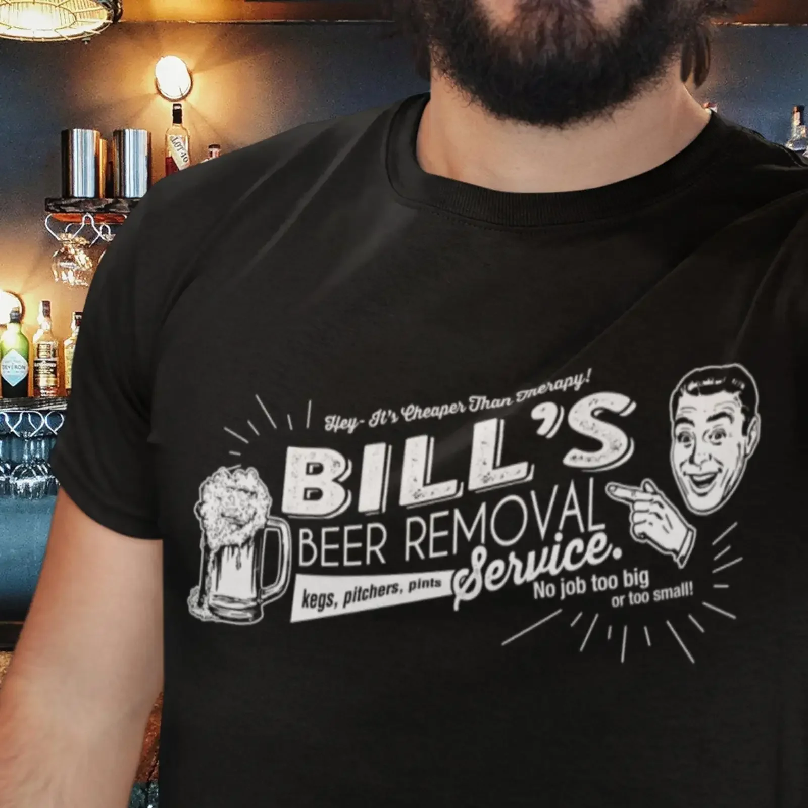Bill's Beer Removal Service Funny T Shirt Personalized Birthday Father's Day Custom Name Dad Casual for Men vintage Washed