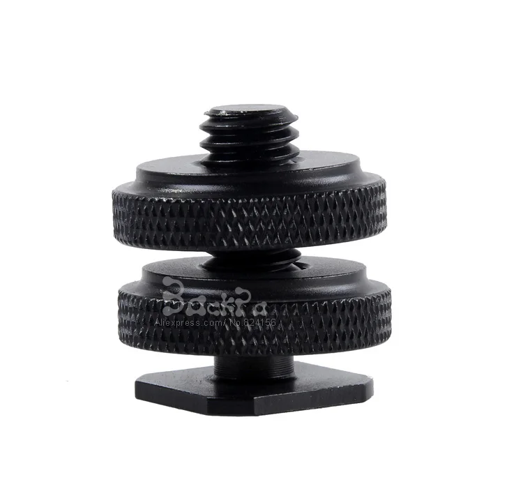 3/8 Double Lock up and down Tripod Metal Screw to Flash Shoe Adapter Holder Mount Photo Studio Accessories