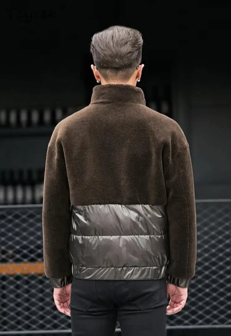 Tcyeek Real Wool Jacket Men Winter Clothes Warm Sheep Shearling Coat 90% White Duck Down Mens Coats 2025 Пальто Зимнее