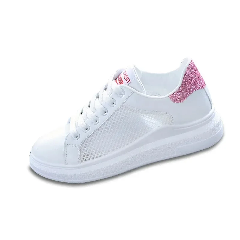 2024 Women Running Spring Autumn Fashion White Breathable Embroidered Flower Lace-Up Casual Sneakers  women sneakers