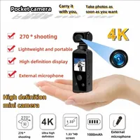 HD Pocket Action Camera 4K 270° Rotatable Wifi Mini Sports Camera with Waterproof Case for Helmet Travel Bicycle Driver Recorder