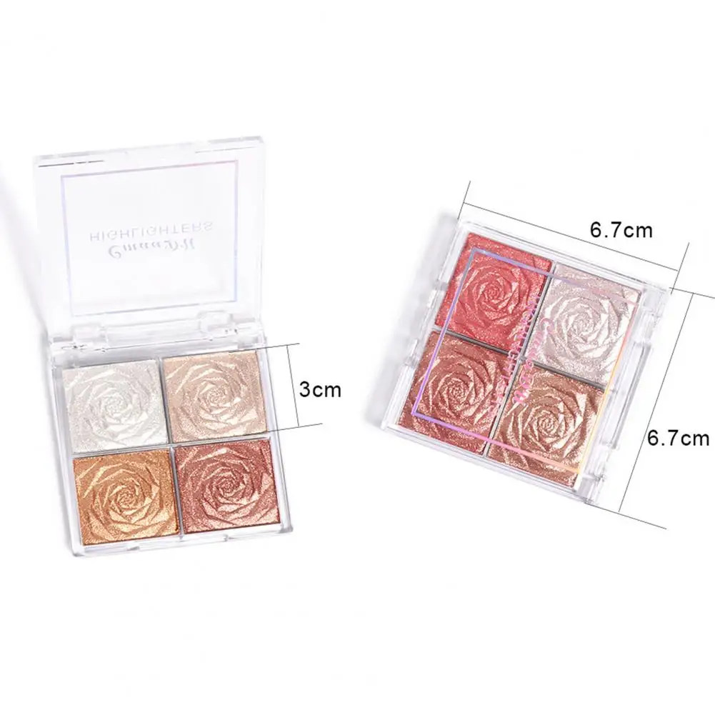 Blush Palette Long Lasting Waterproof Silky 4-Color Highlighter Eyeshadow Blush Palette for Party Makeup Beauty Health