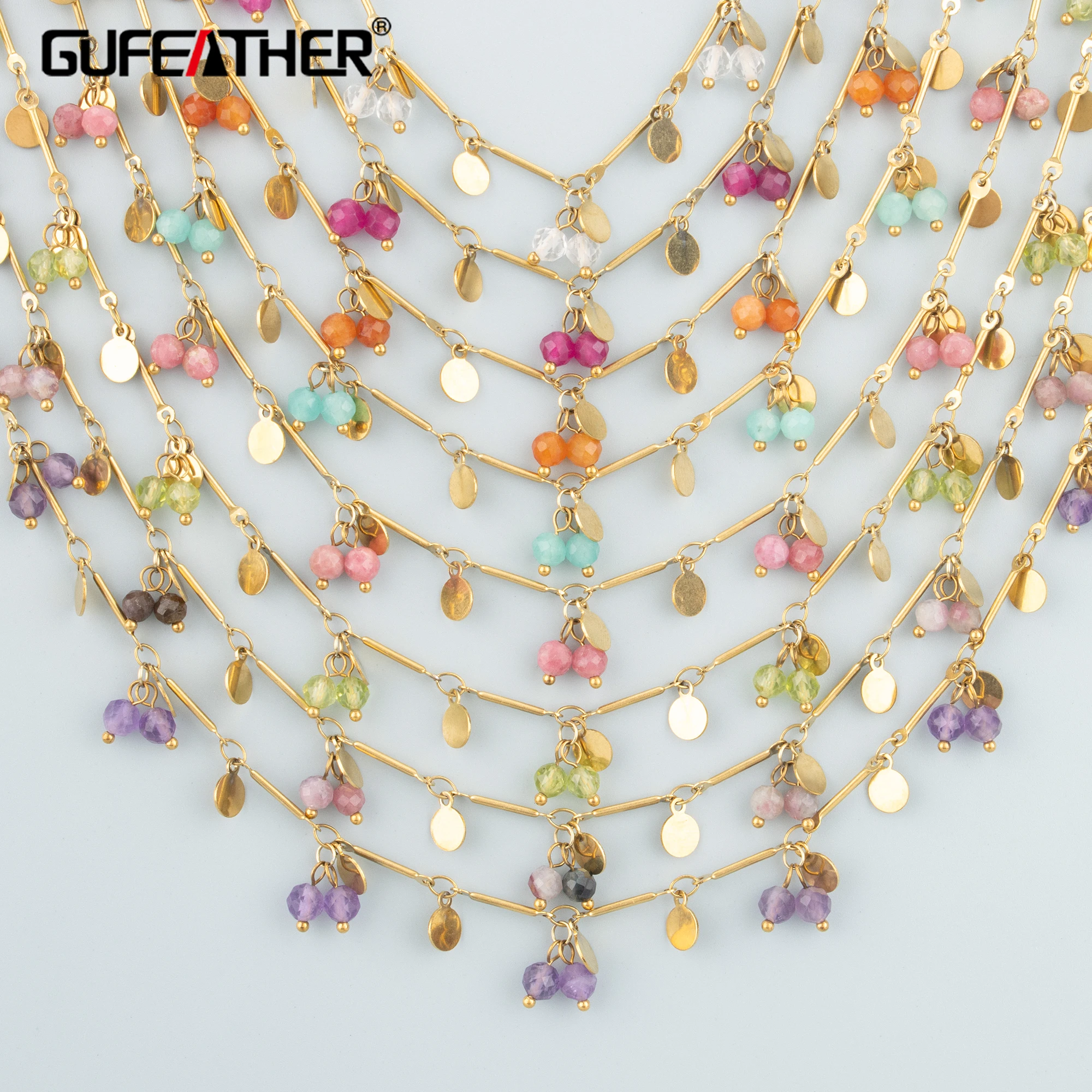 

GUFEATHER, 50 см/лот, C448, ювелирные аксессуары, нержавеющая сталь 316L, ручная работа, натуральный камень, изготовление ювелирных изделий, браслет-колье своими руками