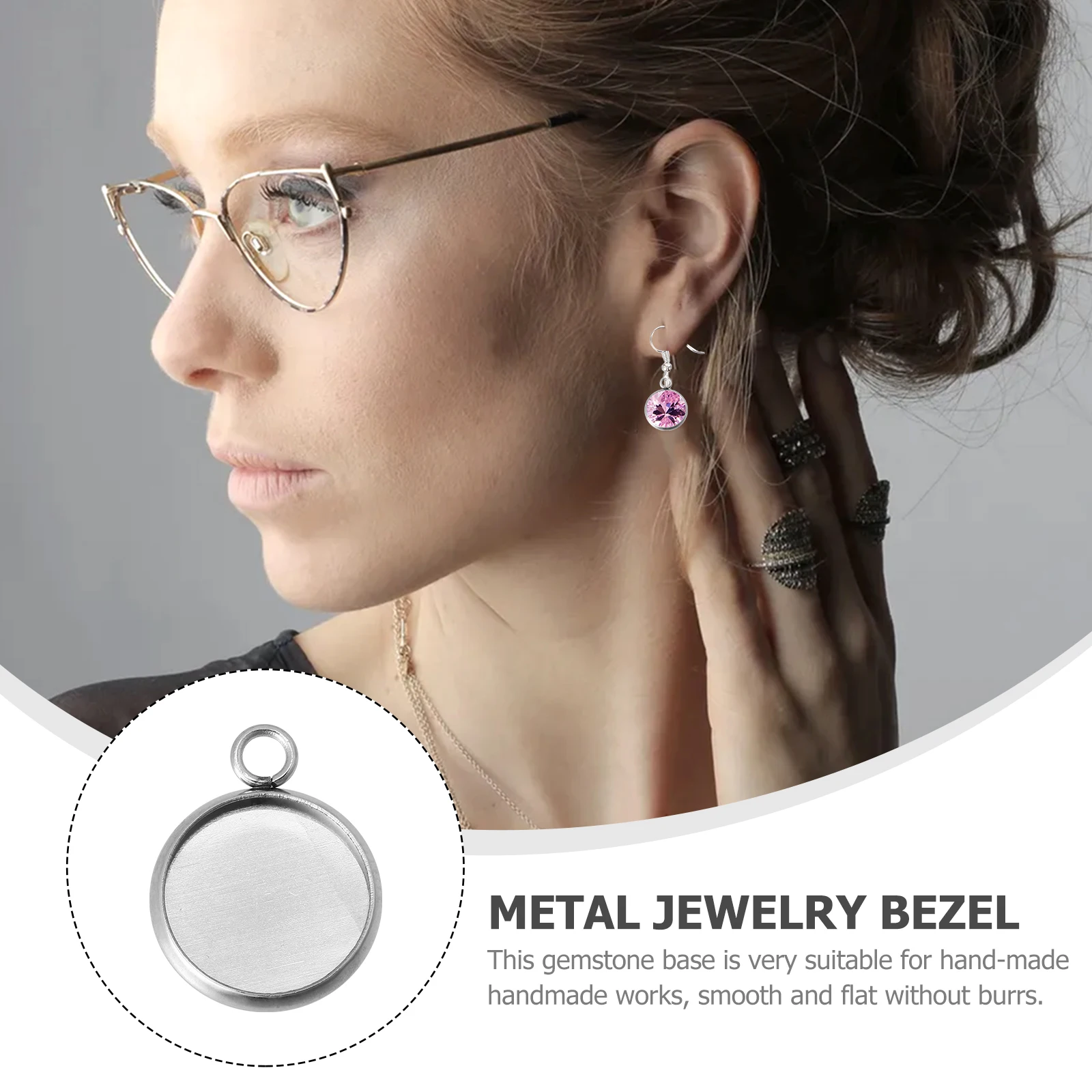 50 Pcs Round Base Stainless Steel Bezel for Earring Making DIY Jewelry Crafts Rustproof Pendant Trays Accessories