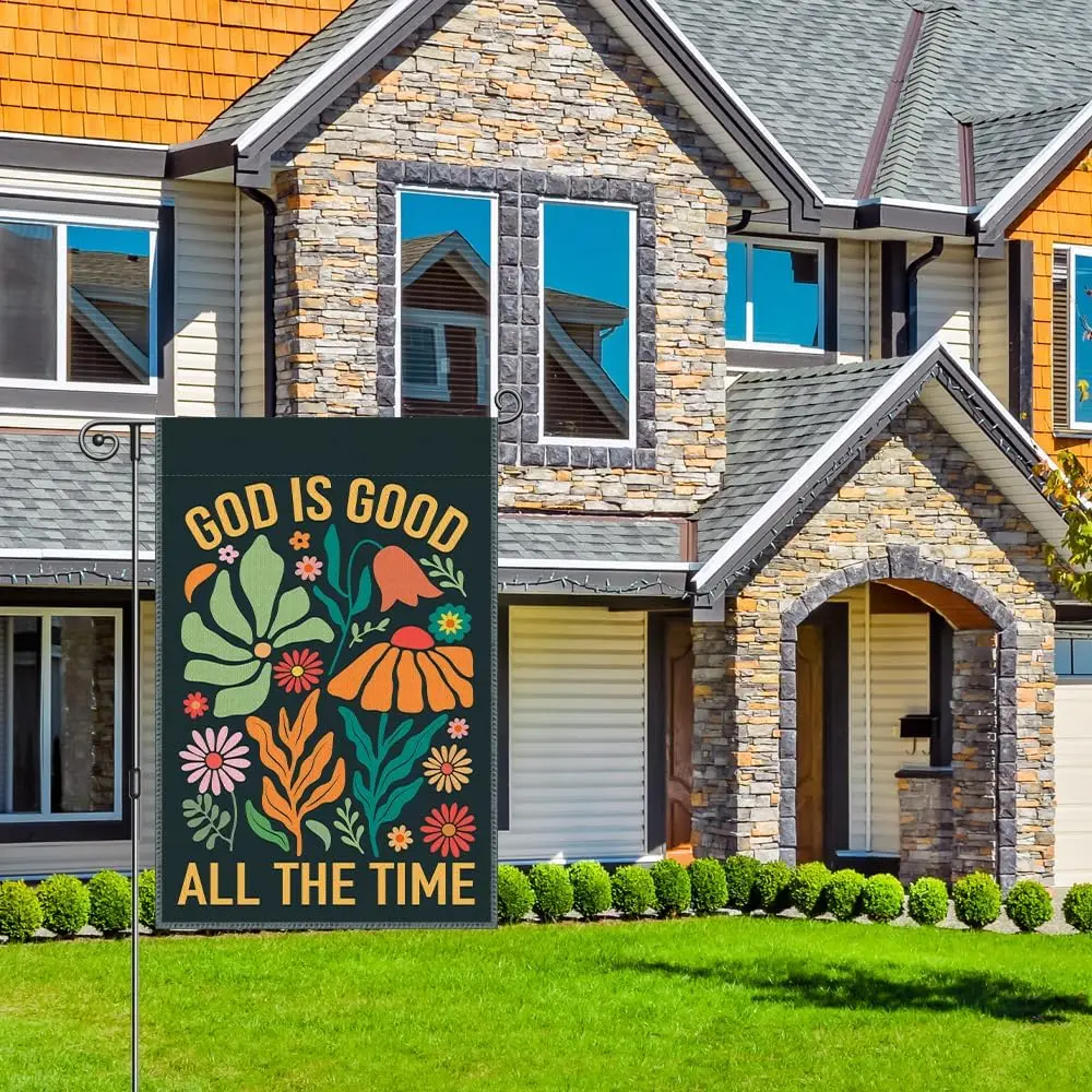 Perfectinsoy God Is Good All the Time Funny Garden Flag, Christian Jesus Faith Bible Verse Banner, Inclusive Equality Divers PPM