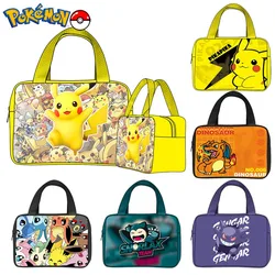 Pokemon Pikahcu torby na lunch dla dzieci Cartoon Gengar Student Bento torba Kawaii biuro szkoła Lunch torby izolowane torebka prezenty