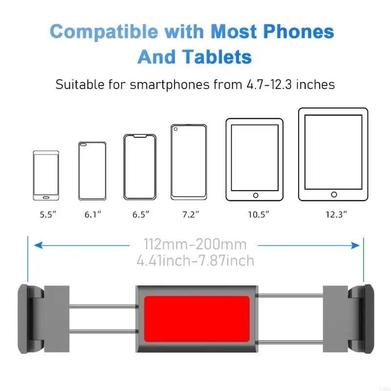 G5GA Telescopic Car Rear Pillow Phone Holder Car Stand Rear Headrest Mounting Bracket Fit for Phone Tablet 4.7-12.3 Inch