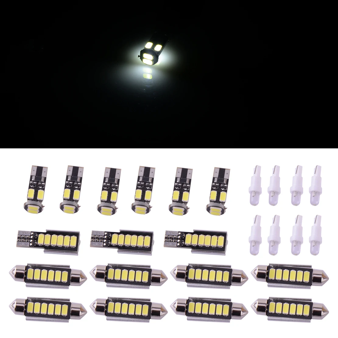 25pcs Car Interior White LED Map Dome Step Lamp Bulb Kit Fit for VW T5 Caravelle Kombi Kasten Transporter Multivan 6000K 5W New