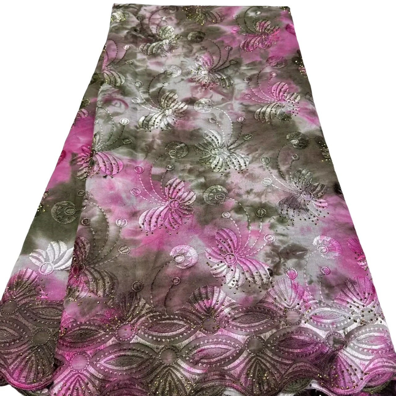 2025 New 100% Cotton Swiss Voile Lace Fabric High Quality Women Party Stone Embroidery Nigerian Lace Materials 5 Yards 16A74