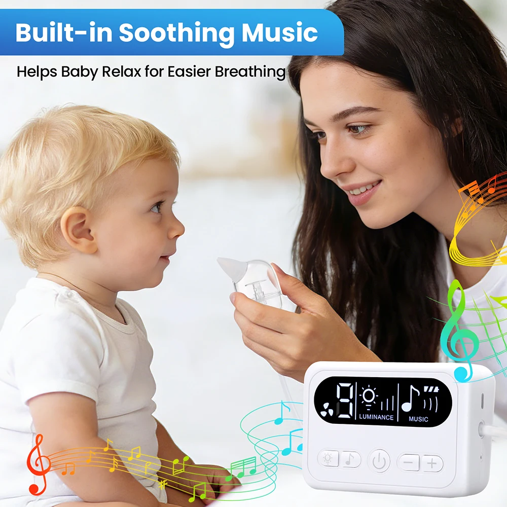 

Электрический аспиратор для носа для младенцев с музыкой и ночником, пищевой силикон, 3 уровня мощности всасывания