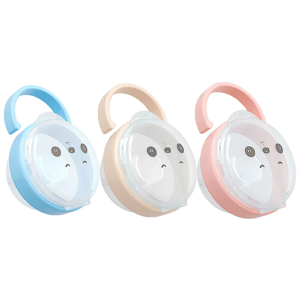 

3Pcs Baby Pacifier Dust-Proof Storage Box Transparent Portable Infant Pacifier Holder Case Blue Pink Apricot Protects Small