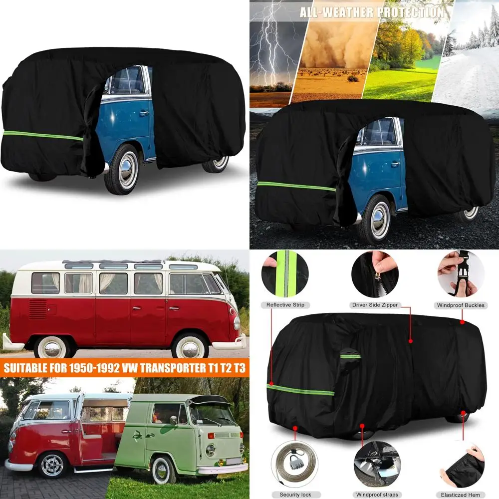 

Водонепроницаемый всепогодный автомобильный чехол, совместимый с VW Bus T1 T2 T3 1950-1992 годов, Volkswagen Vanagon, полное покрытие с дверной молнией, T