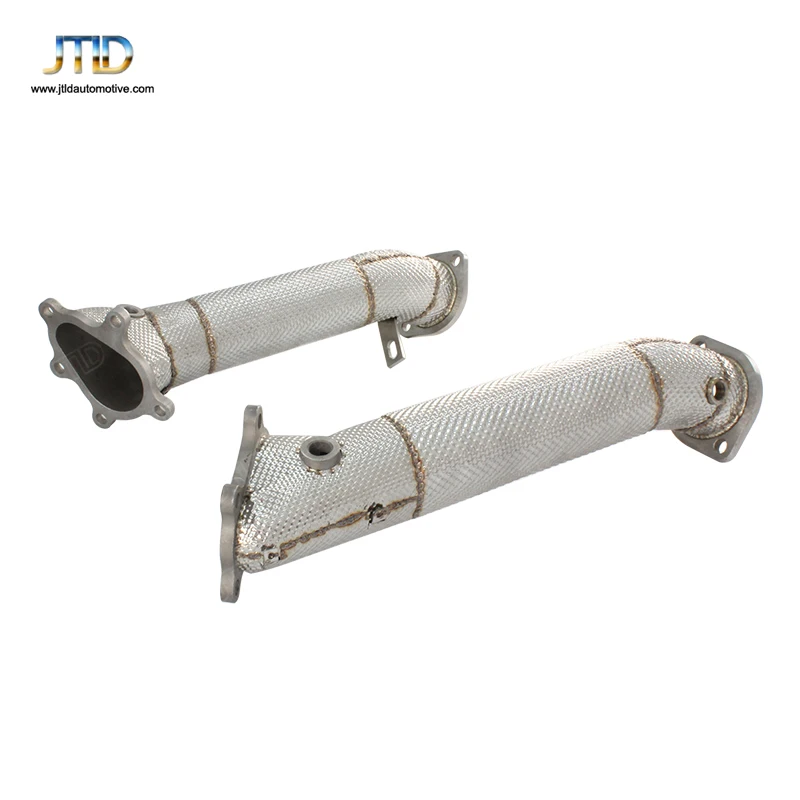 JTLD High performance stainless steel Exhaust Downpipe Catless polished with Heat Shield For Nissan GTR R35