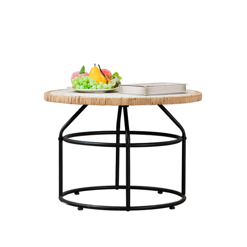 

Idyllic wrought iron coffee table, living room study round , office rattan bedroom small side table