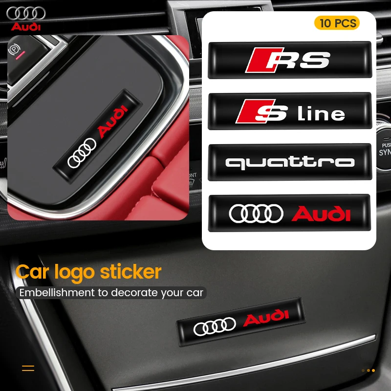 10PCS 3D Epoxy Car Sticker Flags Emblem Decal Decorating For Audi RS Sline Quattro A4 B8 B6 B7 A3 A6 C7 C6 A5 A4 Q5 Q7 A1 Q3 A7