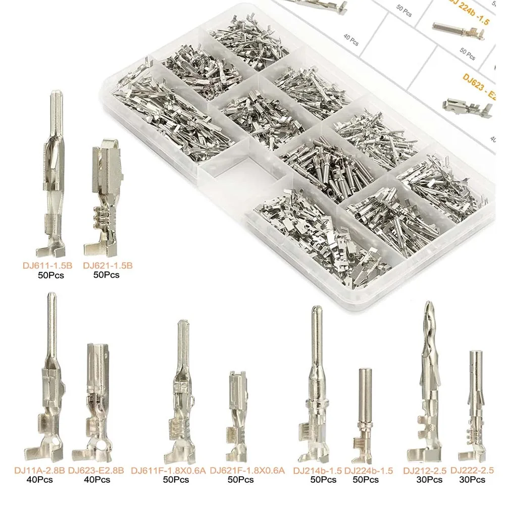 440Pcs Automotive Electrical Pin Connectors Kit 1.5/1.8/2.5/2.8mm Pin Terminals Wire Connector Pins Harness for 22-12 Gauge Plug