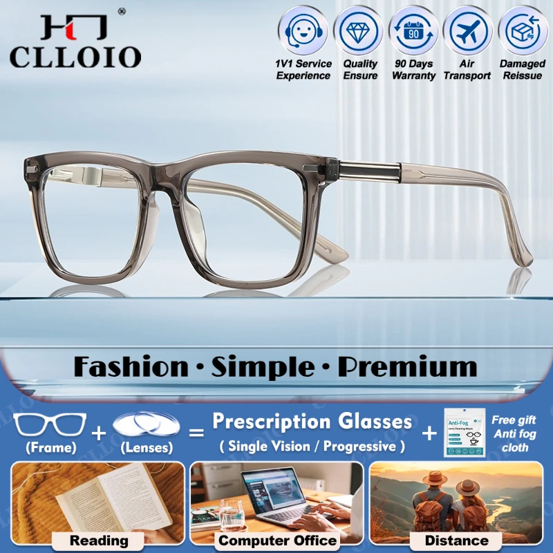 

CLLOIO Classic Retro Anti Blue Ray Prescription Glasses Men Myopia Optical Photochromic Eyeware Progressive Computer Eyeglasses