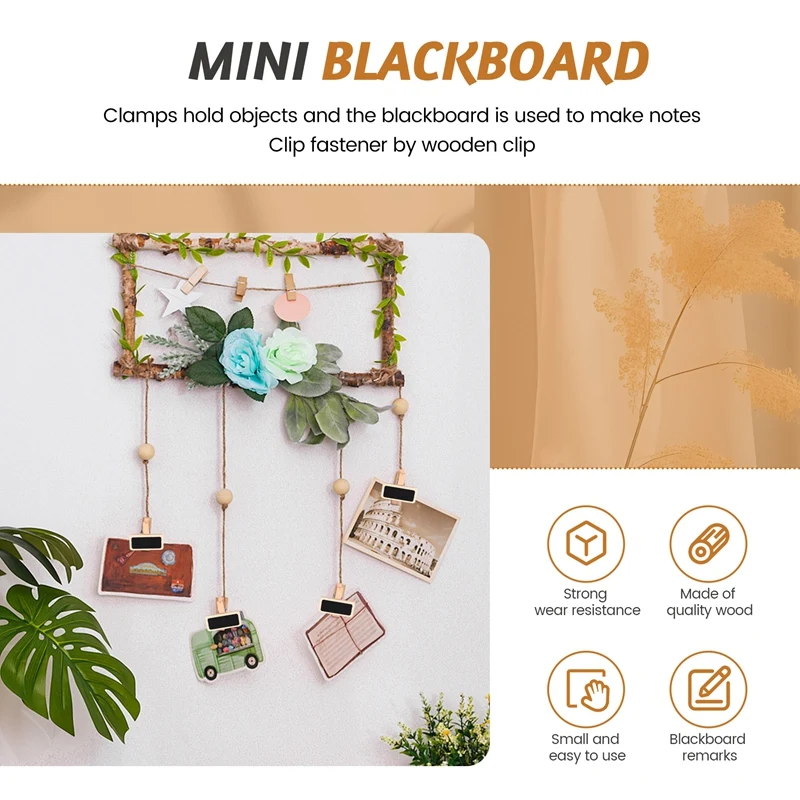 50 Mini Blackboard Wood Message Slate Rectangle Clip Clip Panel Card Memos Label Brand Price Place Number Table