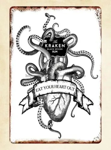 Kraken Rum mancave tavern metal tin sign interior home decoration