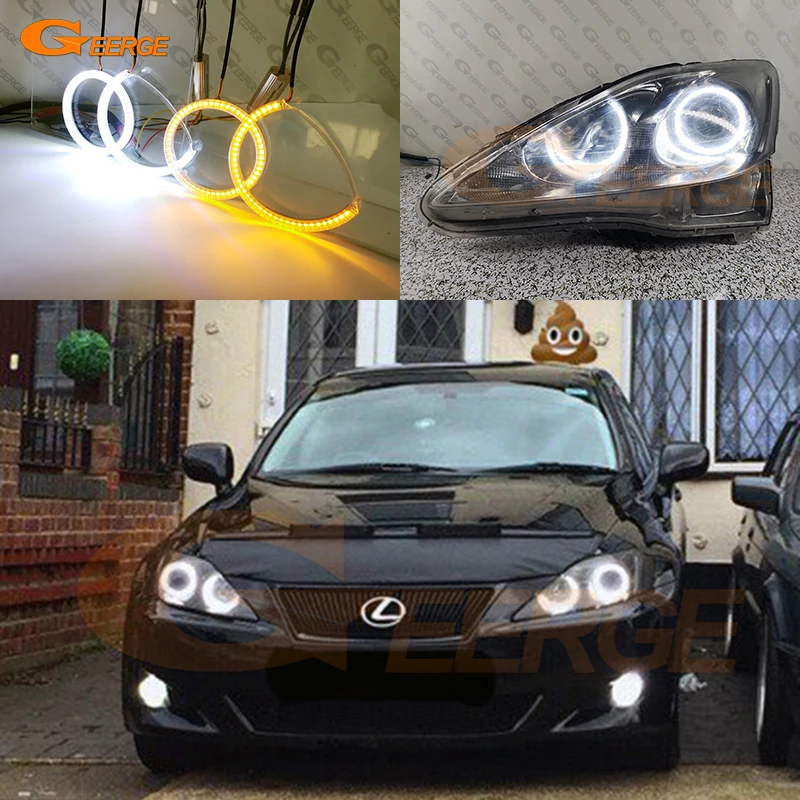 

For Lexus IS II IS220 IS250 IS300 IS350 IS-F Ultra Bright A/W Switchback Day Light Turn Signal SMD LED Angel Eyes Kit Halo Rings