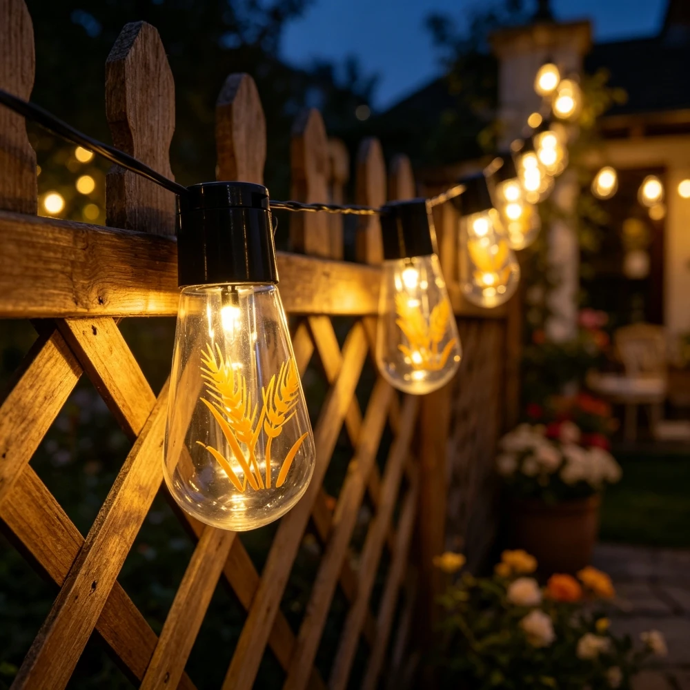 5M/8M Solar Wheat Ear Papaya Light String, Outdoor Waterproof LED Courtyard Light, Used For Fence Courtyard Garden Decoration