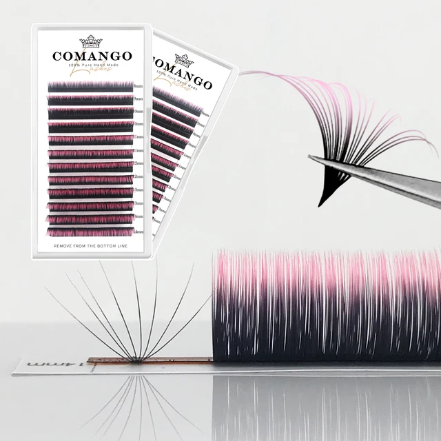 Rzęsy czarne Ombre Easy Fanning Volume przedłużanie rzęs gradientowe kolorowe automatyczne kwiatowe rzęsy rzęsy Mink Mix Lash Tray