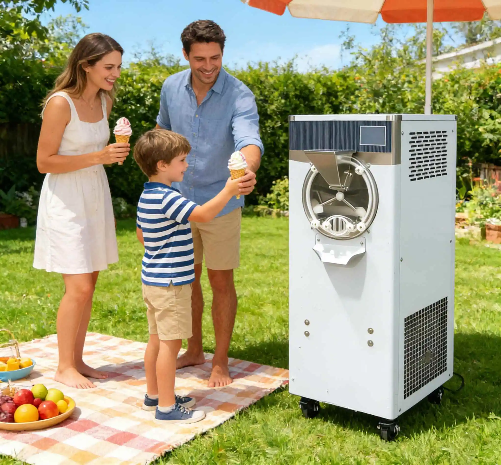 Compact Ice Cream Machine Car with Insulated Cooling System for Street Vending and Outdoor Mobile Frozen Dessert Business