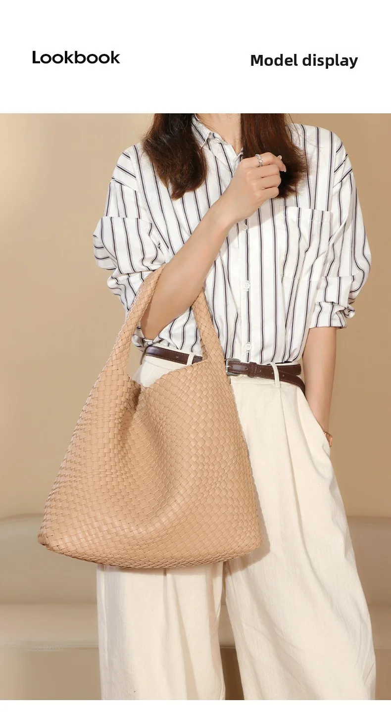 Chic Large Capacity Weave Tote Bag Soft Leather Intrecciato Handbag Shoulder Bags for Women's Fashion Work Travel Daily Outings