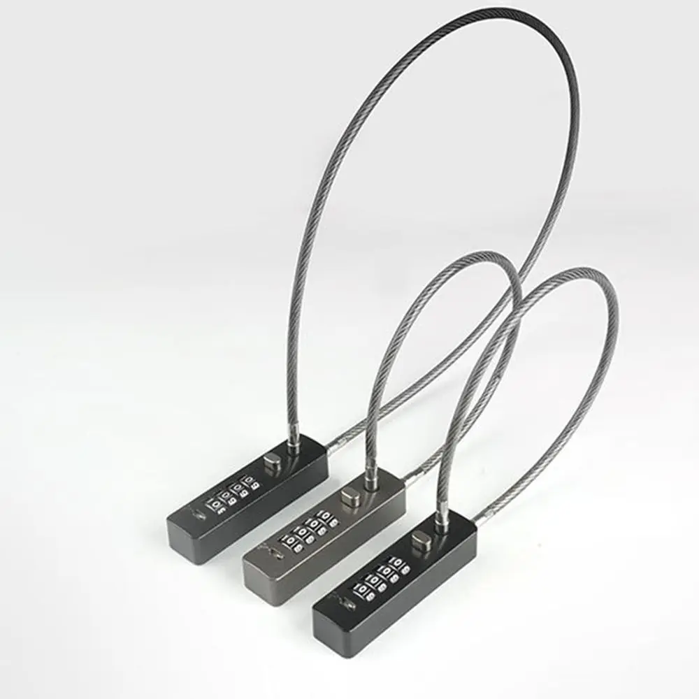 Candado de Cable de cuerda larga con combinación de 4 dígitos, código reiniciable, archivador grueso, candado con contraseña de Cable antirrobo suave