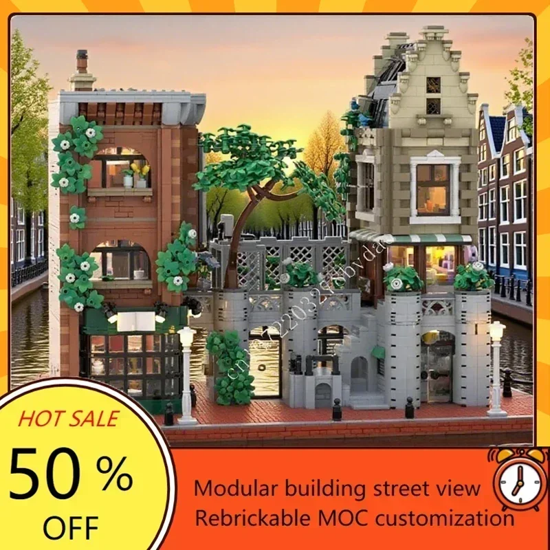 

5708PCS City Center MOC Puzzle Creative StreetView Architecture Technical Model Birthdayal Assembly Toy For kids Christmas Gift